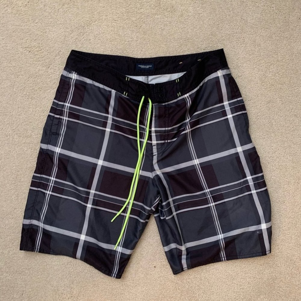 American Eagle Swim Plaid Board Shorts